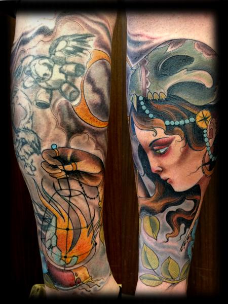 gypsy with broken lantern Tattoo Design Thumbnail